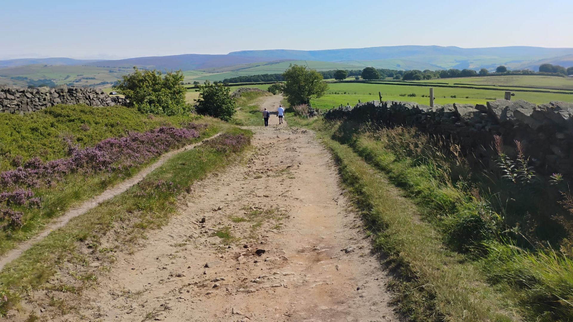 A view down the path with blue sky